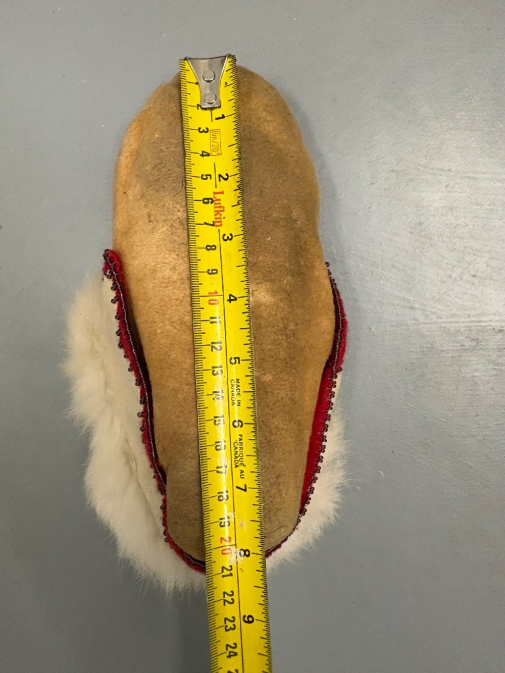 Authentic Indigenous Beaded Moccasins Suede Fur Trim Floral Slippers, Sz 6 - Picture 9 of 15